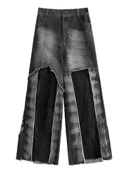 HEYFANCYSTYLE Luxe High Waist Mesh Wide Leg Jeans