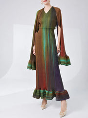 Designer Pleated Shawl Sleeveless Dress