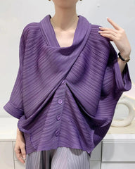 Luxury Overlap Draped Plissé Top