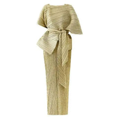 Luxury Modest Pleated Dress & Cape