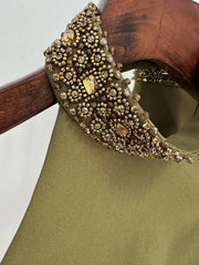 2-Piece Embellished Halter Top & Skirt