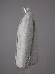 Luxury Collarless Tweed Blazer
