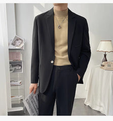 Men's 2-Piece Slim Fit Black Blazer + Trousers Set