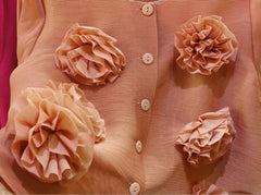 Luxury Floral Pleated Blouse Top