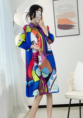 Luxury Abstract Face Plissé Dress