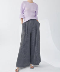 Luxury Plisse Wide-Leg Trousers