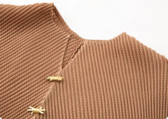 Pleated Two-Tone Blouse Top