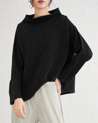 Luxury Plissé Long-Sleeve Top