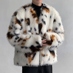 Men's Spotted Faux Fur Coat | Luxury Streetwear