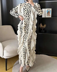 Luxury Leopard Plissé Dress