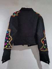 Black Bejewelled Denim Trucker Jacket