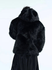 Men's Luxury Streetwear Bear Faux Fur Hooded Jacket