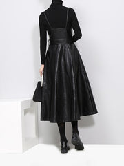 Fancy Luxe PU Leather Sleeveless Dress