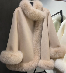 Women's 100% Wool & Fox Fur Coat