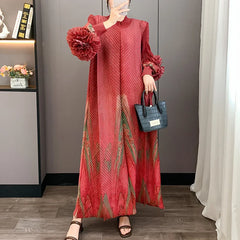 Luxury Ruffle Floral Pleat Dress