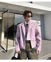 Men's Luxe Leatherette Short Blazer