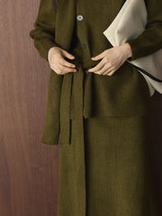 Luxury Knit Draped-Neck Set