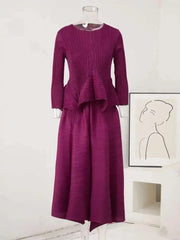 Peplum Pleated Top & Skirt Set
