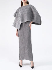 Plissé Pleated Midi Dress & Shawl