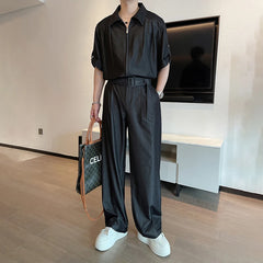 Men's 2-Piece Casual Zip-Up Top + Loose Fit Trousers