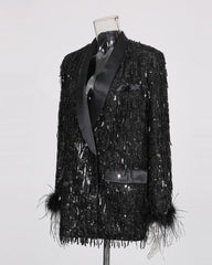 Luxury Sequin Feather Blazer