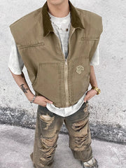 Stylish Men's 2 Piece Distressed Jeans and Vest Set