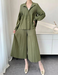 Luxury Pleated Wide-Leg Culottes