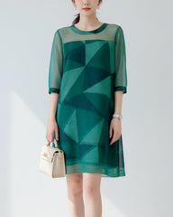 Geometric Pleated Tunic Top