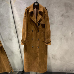 Women's Suede Belted Trench Coat