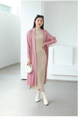 Truly Pleated Stretchy Long Coat