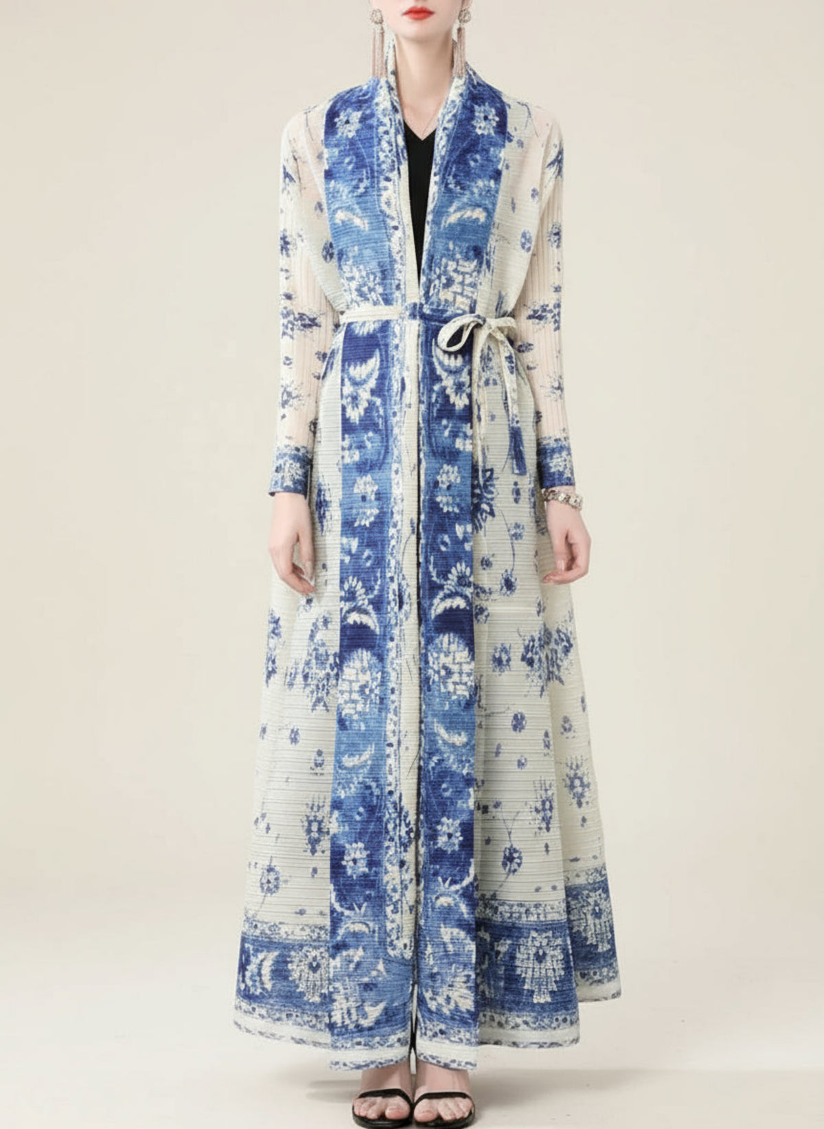 Luxury Plissé Long Coat