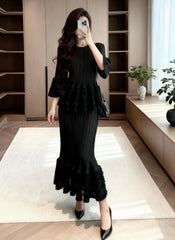 Luxury Peplum Plissé Skirt Set