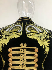 Men's Haute Couture Slim Fit Jacket with Gold Embroidery