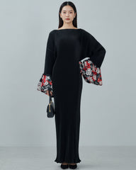 Elegant Pleated Bell Sleeve Dress
