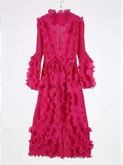 Truly Plissé Ruffle Long Coat
