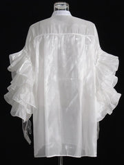 HEYFANCYSTYLE Luxurious Ruffle Sheer Blouse