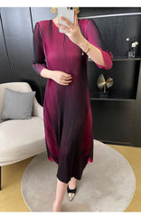 Couture Truly Pleated Midi Dress - 3/4 Sleeves