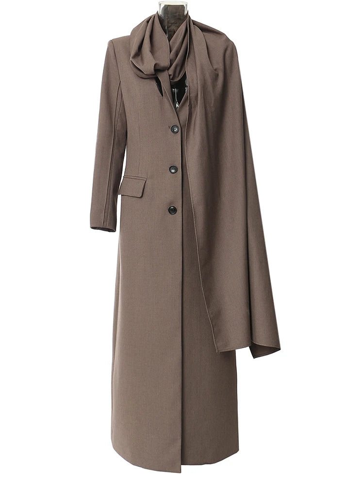 Women's Luxury Scarf Long Trench Coat