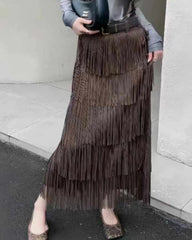 Luxury Tassel Midi Skirt