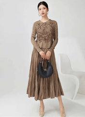 2-Piece Crinkled Pleats Skirt Set