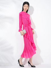 Luxe Micro-Pleated Ruffle Dress