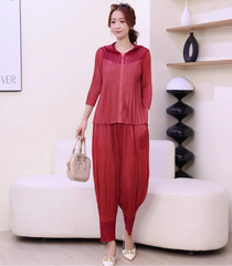Luxury Pleats Harem Trousers Set