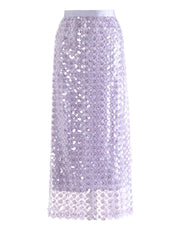 HEYFANCYSTYLE Couture Floral Sequin Pull-On Midi Skirt