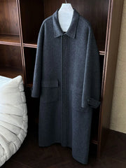 Women's Luxe Wool Long Zip-Up Oversized Coat