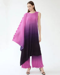 Asymmetric Pleated Trouser Set