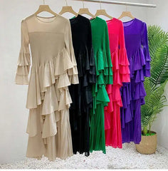 Elegant Ruffled Pleated Dress