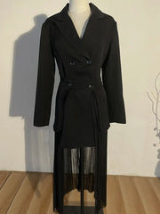 Haute Couture Mesh Two-Piece Suit with Pleated Skirt