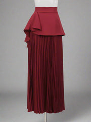Floral Pleated Basque Waist Skirt