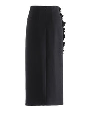 Red Floral Appliqué Midi Skirt