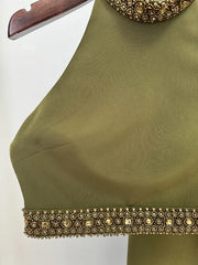 2-Piece Embellished Halter Top & Skirt